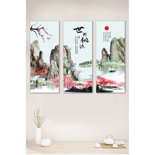 Bộ 3 tranh treo tường canvas sơn thuỷ hữu tình 30 x 75 cm x 3 hoặc 40 x 100 cm x 3 ttt-0246