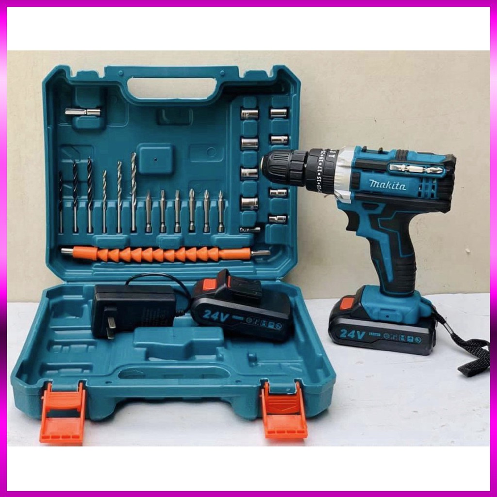 Máy khoan pin Makita 24v, 2 pin, 100% dây đồng, tặng 24 phụ kiện .....