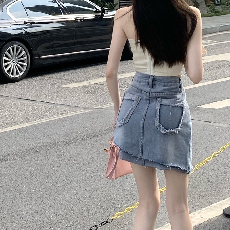 Chân váy jean Chữ A Lưng Cao Thời Trang retro