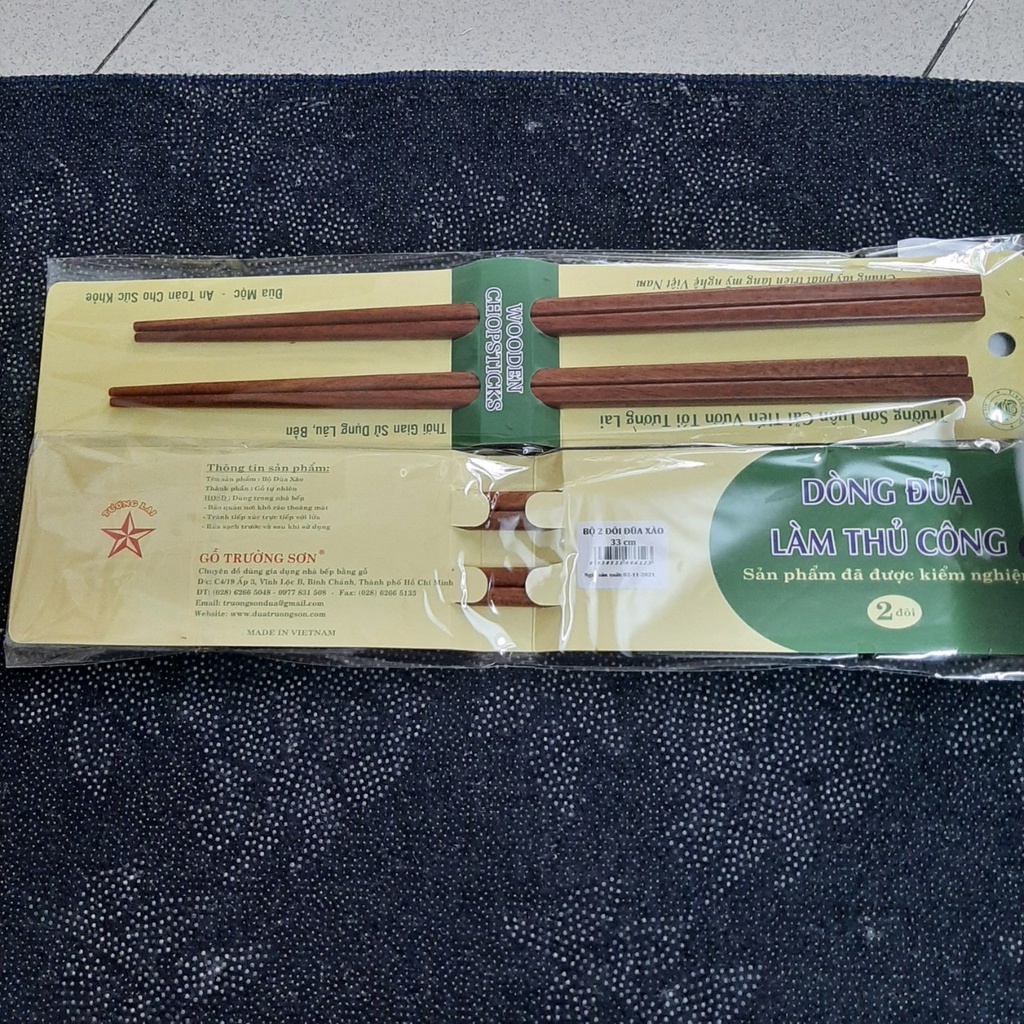 Sét 10 đôi đũa gỗ lát hoa đá - Trường Sơn cao cấp