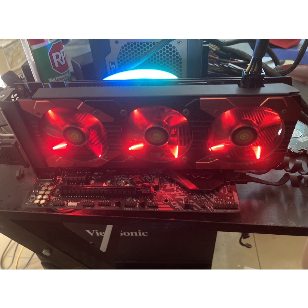 VGA Manli GTX 1070Ti 3 fan led đỏ 8GB DDR5 card đồ họa màn hình máy tính NVIDIA pc chơi game gaming1070 ti
