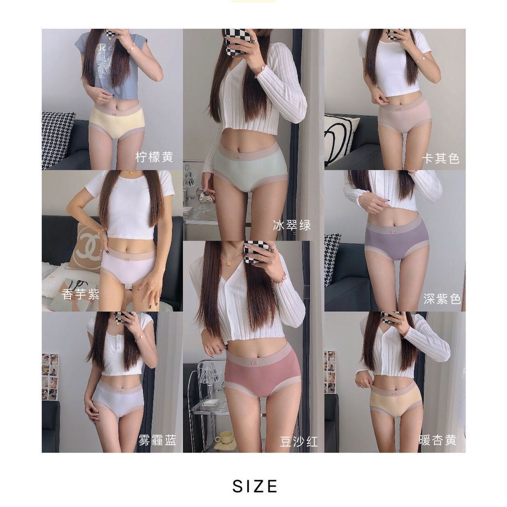 Quần Lót nữ Lụa Ôm Hông Không Đường May Kháng Khuẩn Thoáng Khí Đính Nơ Dễ Thương Thoải Mái Cho Nữ