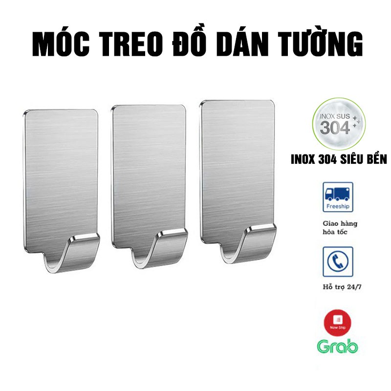 Móc Treo Đồ, Móc Dán Tường chất liệu  Inox 304 siêu bền, dính tường siêu chắc không khoan đục