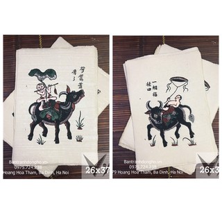 Cặp Tranh Đông Hồ Trâu sáo Trâu diều/ Mục đồng thổi sáo Thả diều - Tranh Đông Hồ truyền thống