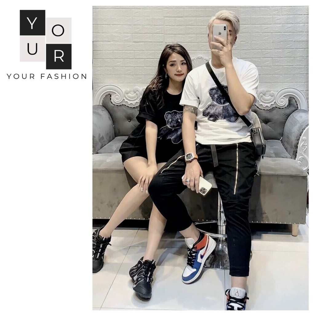 ⭐️SIÊU HOT⭐️Áo phông unisex ngắn tay-Áo thun nam nữ không cổ in hình họa tiết gấu cute YOUR BK003