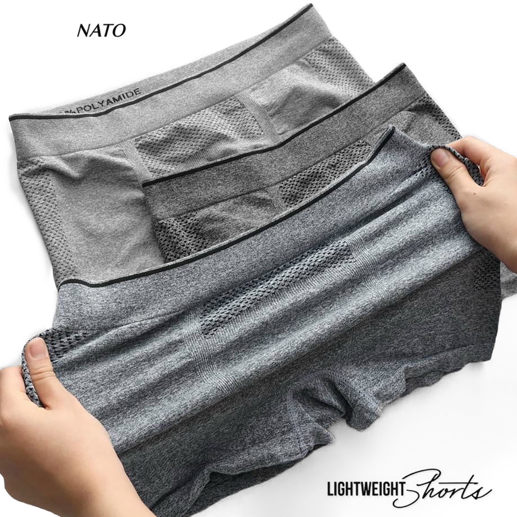 Quần Lót LỖ Nam Vải Cotton 100% Thun Lạnh Lưới Lỗ Cao Cấp Màu Đen Xám Trơn Boxer Sịp Đùi Tam Giác Xì Lip Sì Co Giãn NATO
