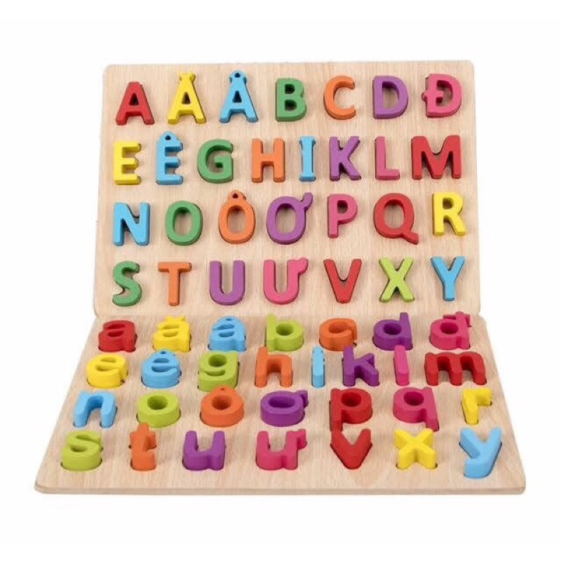 bảng gỗ chữ cái tiếng việt , chữ nổi , dùng cho bé vừa chơi vừa học