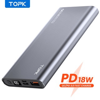 Sạc Dự Phòng 18W TOPK I1006P 10000mAh 2 Cổng Dung Lượng Có Màn Hình Điện Tử Cho iPhone Huawei Samsung Xiaomi Oppo Vivo Realme