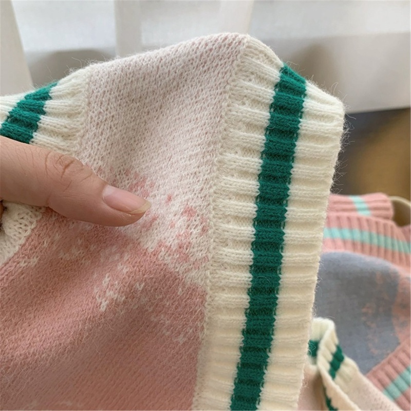 Áo Sweater Dệt Kim Sát Nách Dáng Rộng Kẻ Sọc Màu Cầu Vồng Dễ Phối Đồ Thời Trang Mùa