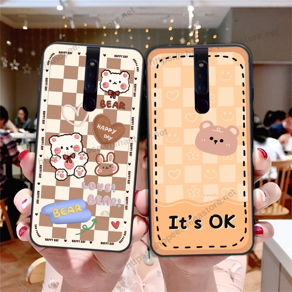 Ốp lưng Oppo F11 / F11 Pro trái tim hình gấu cute cá tính, giá rẻ, cực bền