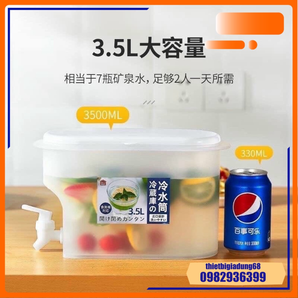 Bình Nước Có Vòi Để Tủ Lạnh 3.5 Lít Cao Cấp, Bình Đựng Nước Trà, Nước Trái Cây Tiện Lợi Đa Năng Ngăn Nắp