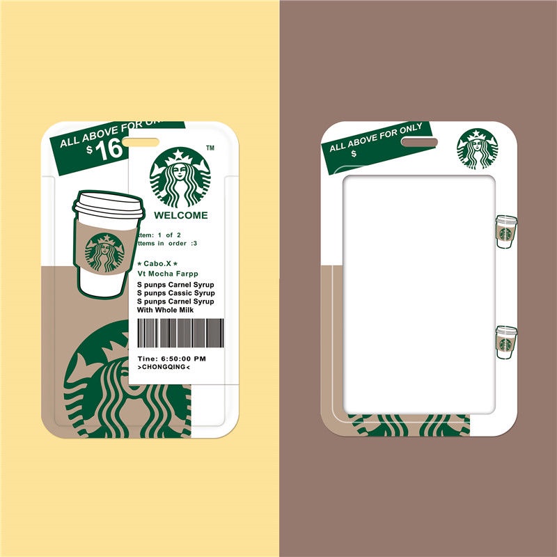 Túi Đựng Thẻ ID/Thẻ Tên Gắn Móc Chìa Khóa Hình Cô Gái Starbucks Dễ Thương Dùng Làm Quà Tặng Cho Học Sinh
