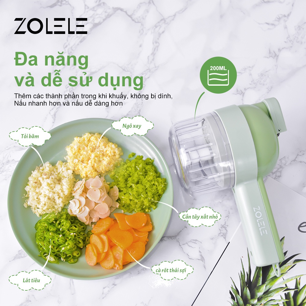 Máy xay đa năng Zolele Zd003 cắt lát tỏi ớt rau củ thực phẩm sạc điện USB dung tích 200ml