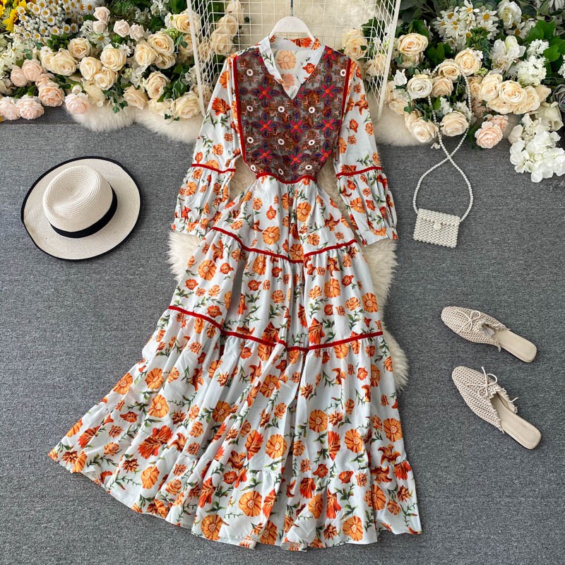 Váy boho xòe họa tiết bohemian đi biển