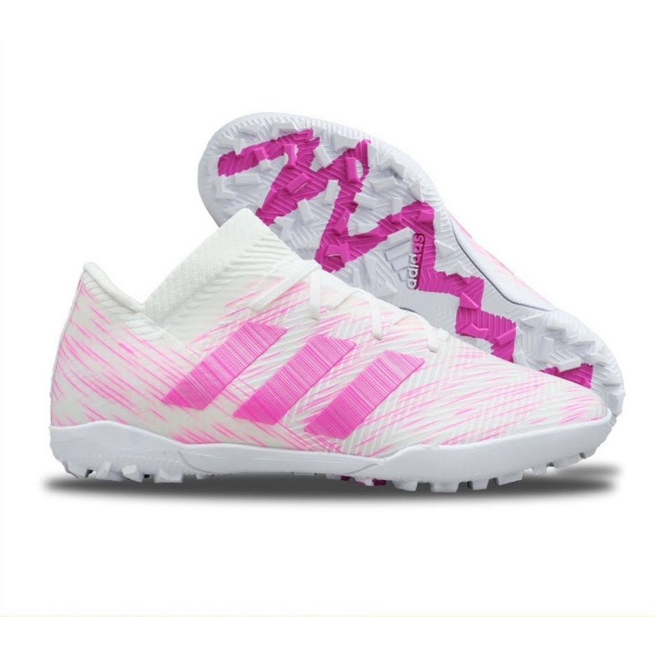 Giày thể thao đá bóng Adidas Nemeziz 18.3 TF Trắng Hồng (TẶNG KÈM TẤT), giày nam đá banh sân cỏ nhân tạo đế mềm