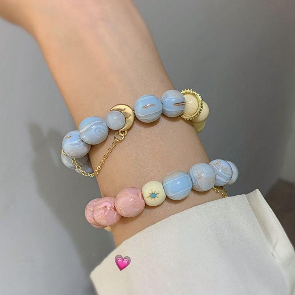 Vòng Tay Hình Thỏ / Mặt Trăng / Mặt Trời / Hành Tinh Màu Sắc Gradient Phong Cách Trung Hoa Cổ