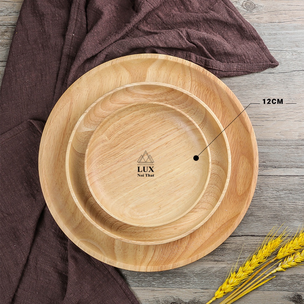 Khay gỗ decor tự nhiên, lót ly hình tròn, nhiều kích thước, đĩa gỗ tiện nguyên khối, hàng Việt Nam