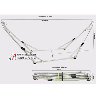 Võng xếp inox đầu cong relax - khung võng xếp thái sơn ống 32 inox