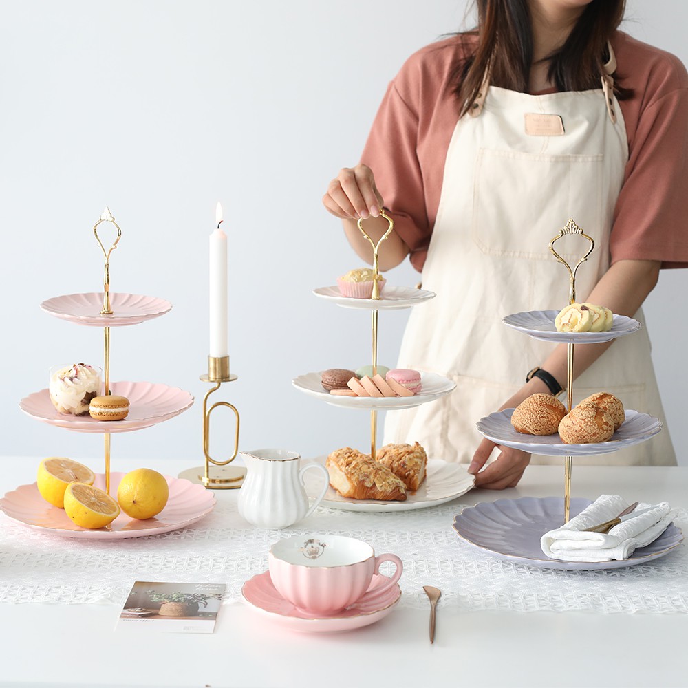 Khay đựng bánh kem SWEEJAR thiết kế 3 tầng bằng gốm sang trọng bền bỉ