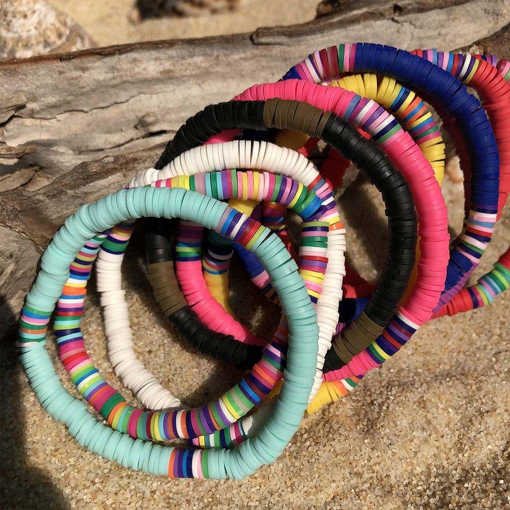 Vòng Tay Đất Sét Co Giãn Nhiều Màu Phong Cách Bohemian Cổ Điển Dành Cho Nữ