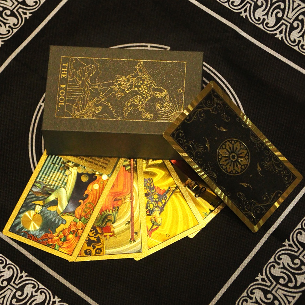 [Bài Nhựa Size Gốc] Bộ Bài Tarot Cao Cấp Gold Foil Waite Gray Chất Liệu PVC Chống Nước The Fool Hộp Cứng F4