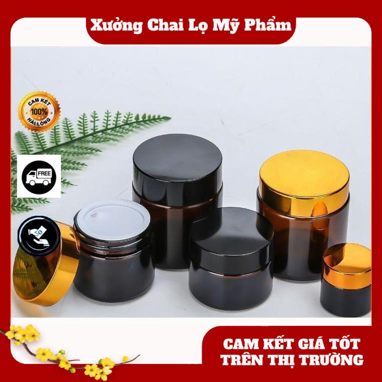 Hủ đựng kem Thủy tinh Nâu 100g chiết mỹ phẩm , phụ kiện du lịch