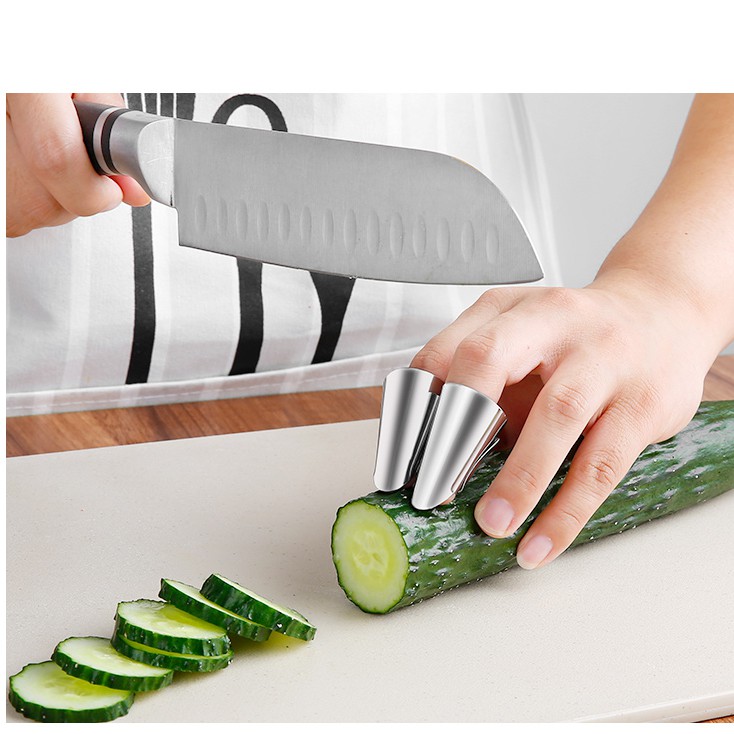 Sét 2 móng giả Inox dùng sơ chế đồ ăn cứng và bảo vệ ngón khi thái IN51