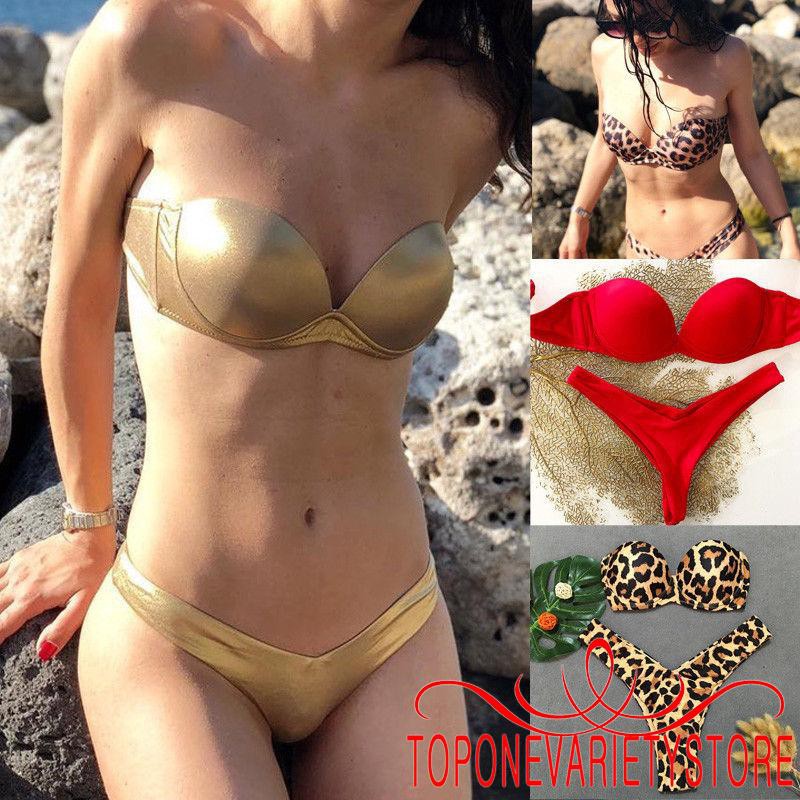 Bikini hai mảnh với áo ngực ống và quần lót chữ T thiết kế quyến rũ - Hàng nhập khẩu