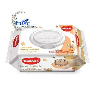 Khăn ướt Huggies chiết xuất Ca cao và Bơ hạt mỡ gói 72 miếng