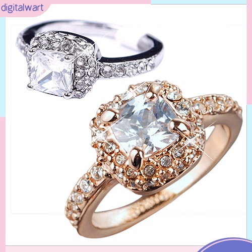 Nhẫn mặt vuông đính đá sang trọng cho nữ