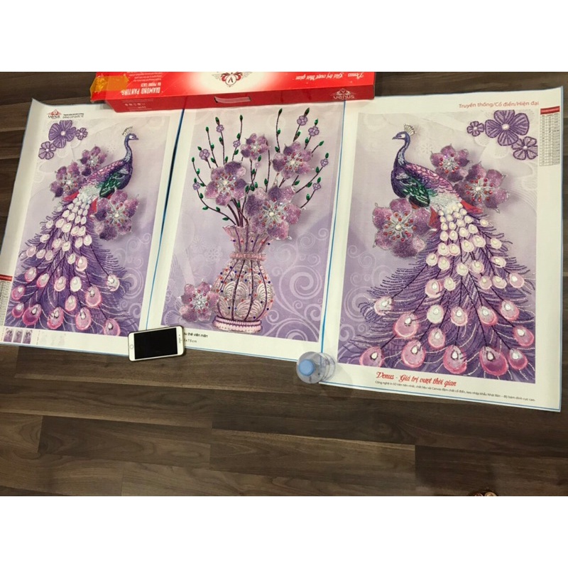 Tranh Đính Đá Bộ 3 Công -Vs500 - Tranh Thêu Mn0185