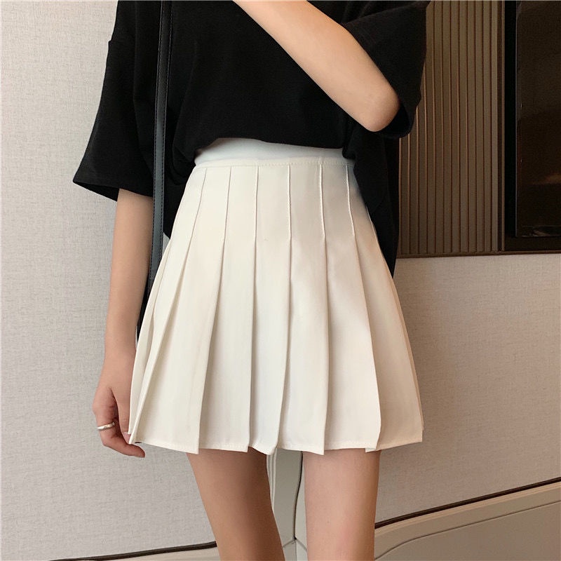 Chân Váy Tennis Xếp Ly Lưng Cao Năng Động Đen và Trắng CV02