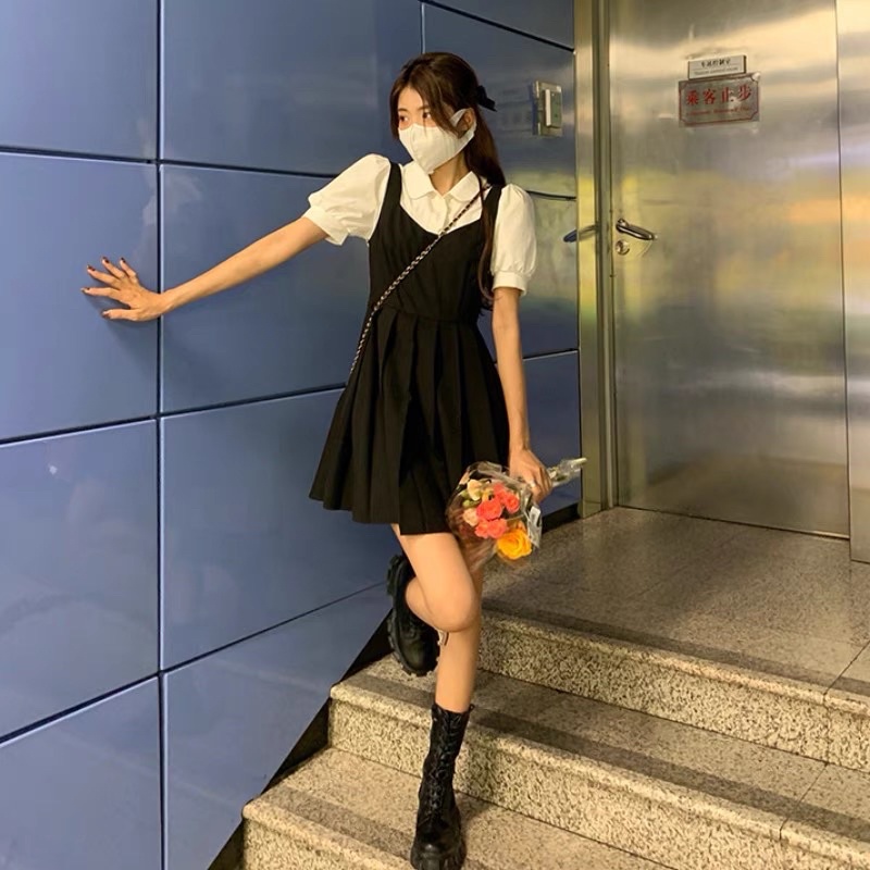 Set váy màu đen xinh xắn dễ thương phong cách tiểu thư nhacuapom