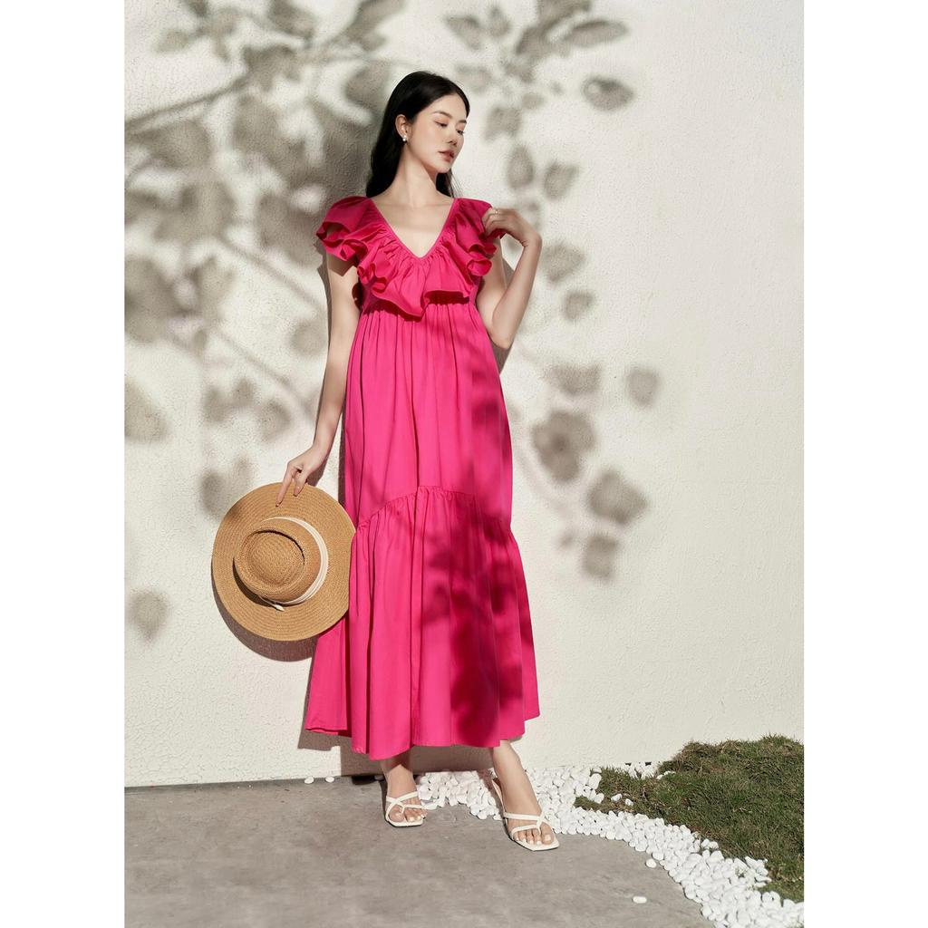 Đầm Maxi bèo cổ tim