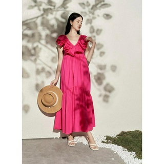 Đầm Maxi bèo cổ tim