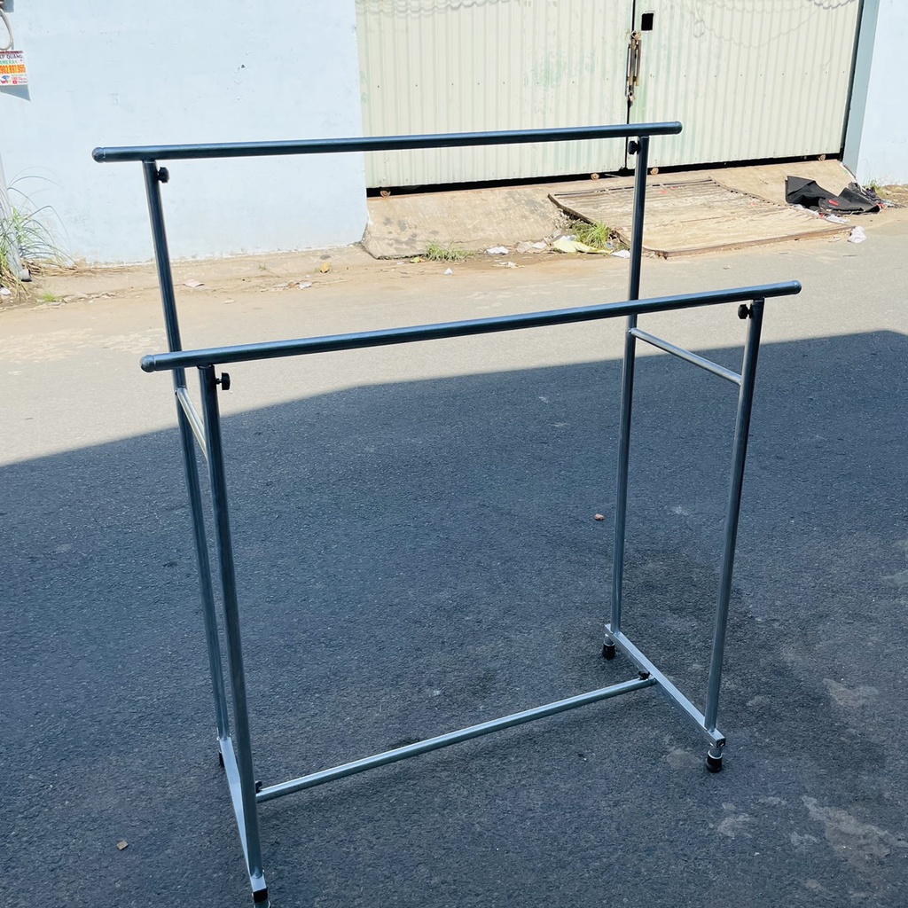 [HOẢ TỐC] Sào treo quần áo khung INOX ĐÔI, sào treo đồ bằng INOX, giá rẻ không khoen (R50*D120*C138c