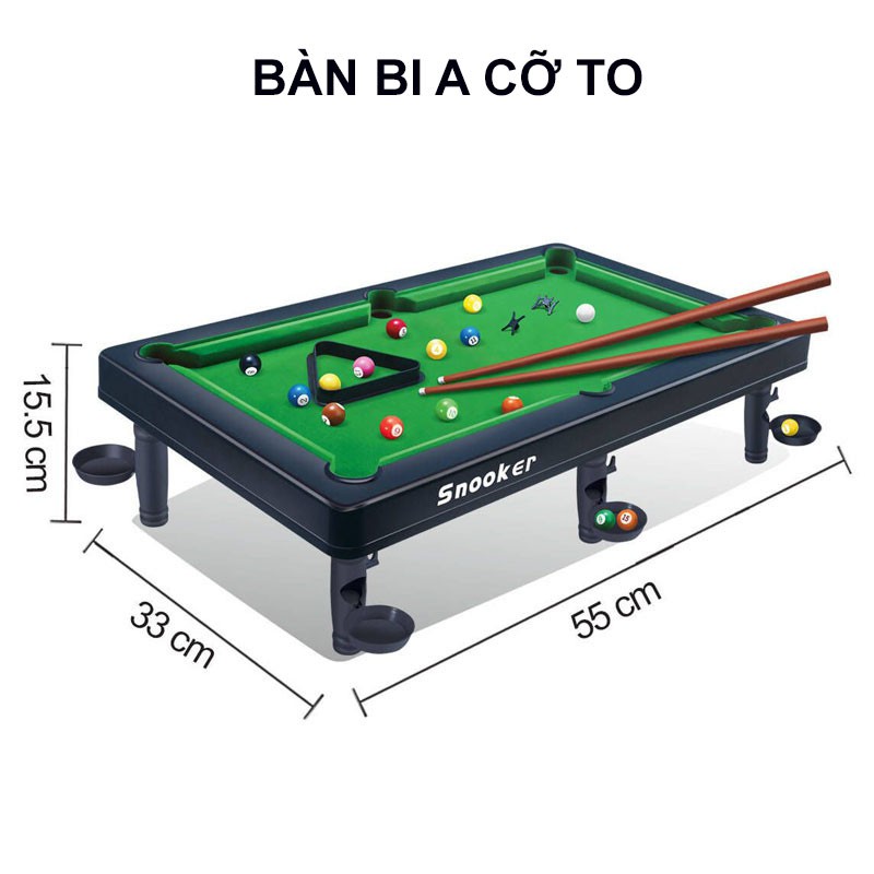 Bàn Bida Mini Giá Rẻ - Bàn Bi A Cỡ Lớn 55cm, 16 Bóng Đánh Số, Kèm Phụ Kiện