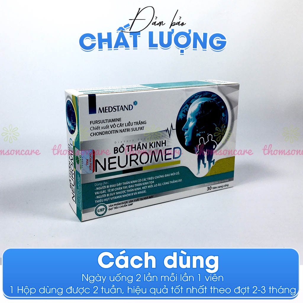 Giảm tê bì run tay chân Neuromed bổ thần kinh từ thảo dược và vitamin nhóm B Magie Hộp 30 viên