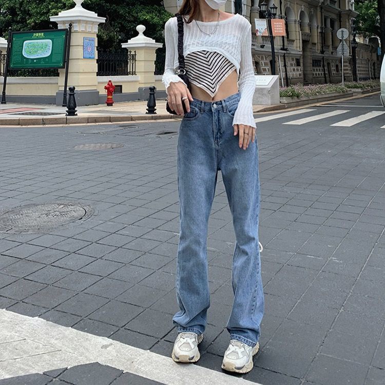 [Jeans] Quần Jean Nữ Cạp Cao Dáng Rộng Mùa Xuân Thu Phong Cách Mới