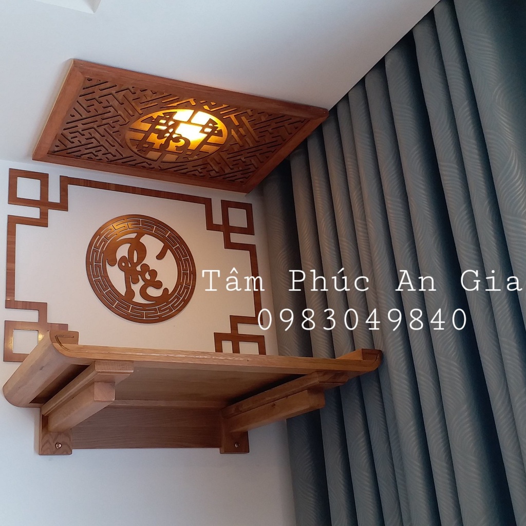 Mẫu bàn thờ gỗ đẹp treo tường tại Biên Hòa Đồng Nai, size 68-48. Giao đầy đủ giống hình