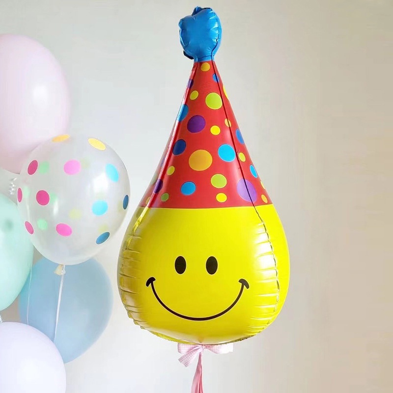 Bong Bóng Lá Nhôm Hình Mặt Cười 4D Dễ Thương 32inch Trang Trí Tiệc Sinh Nhật Trẻ Em