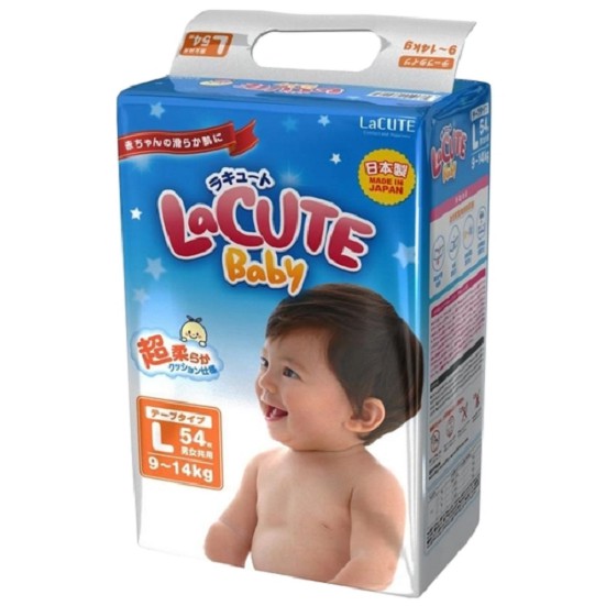 Bỉm dán LaCUTE size L (9~14kg) - 54 miếng - Hàng nội địa Nhật