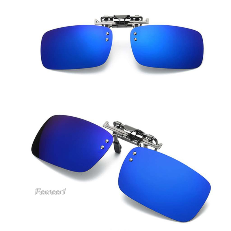 [FENTEER1]Polarized Clip On Flip Up UV400 Lens Driving Myopia Sunglasses Silver