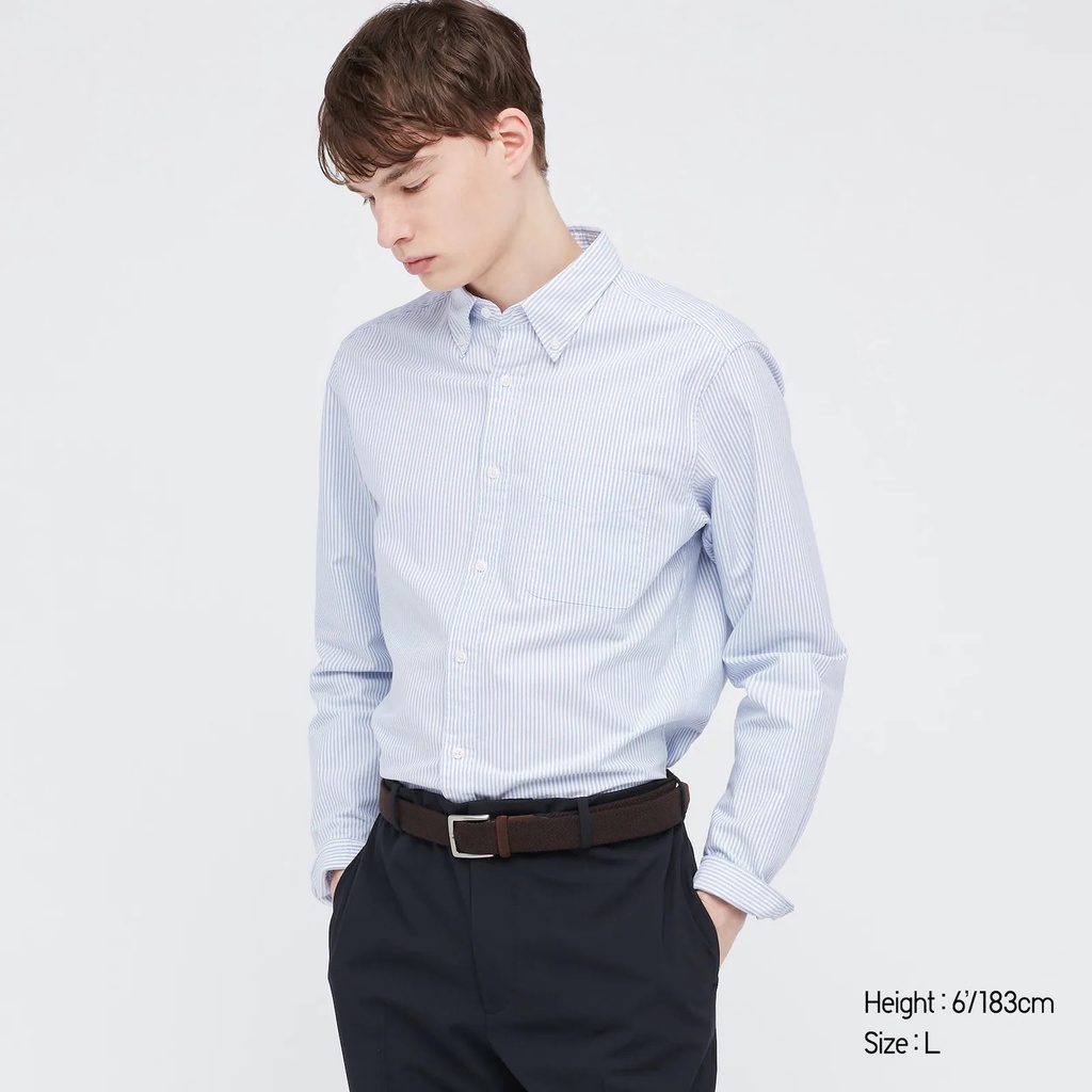 Áo sơ mi nam dài tay dáng slim fit Oxford Uni xuất xịn