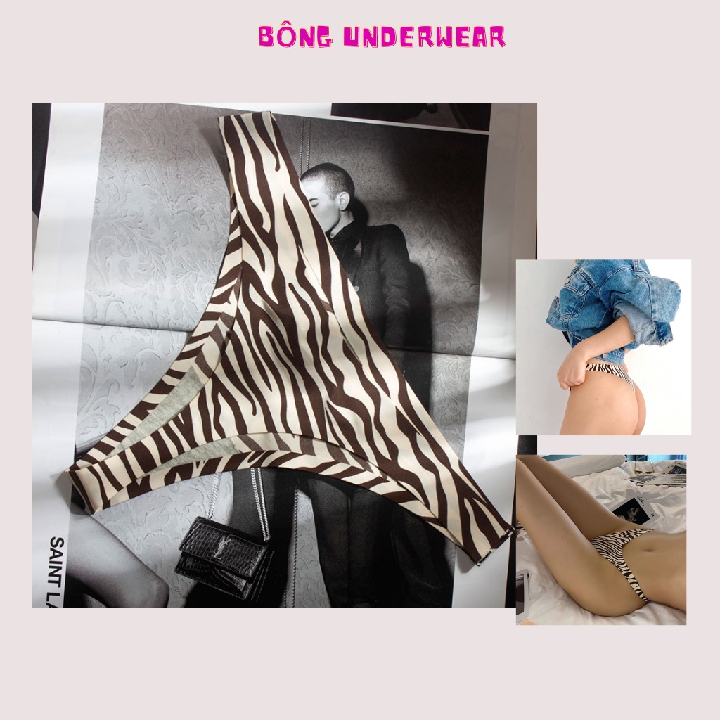 Quần lót lọt khe, quần sịp nữ thun lạnh không đường may họa tiết da beo sexy freesize 40 - 55kg Q9798