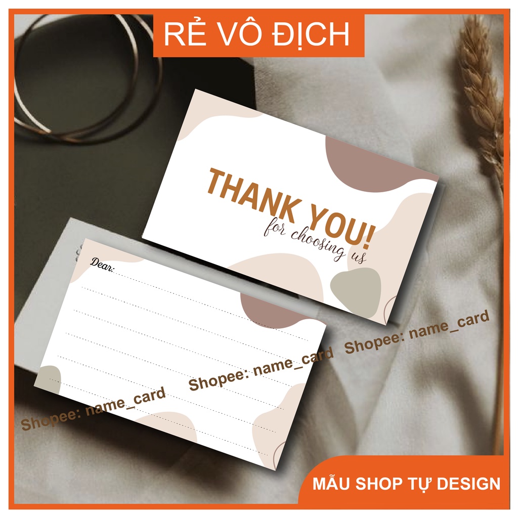 Thiệp cảm ơn khách hàng, name card, thank you card có sẵn tai shop kích thước 9x5,5 cm