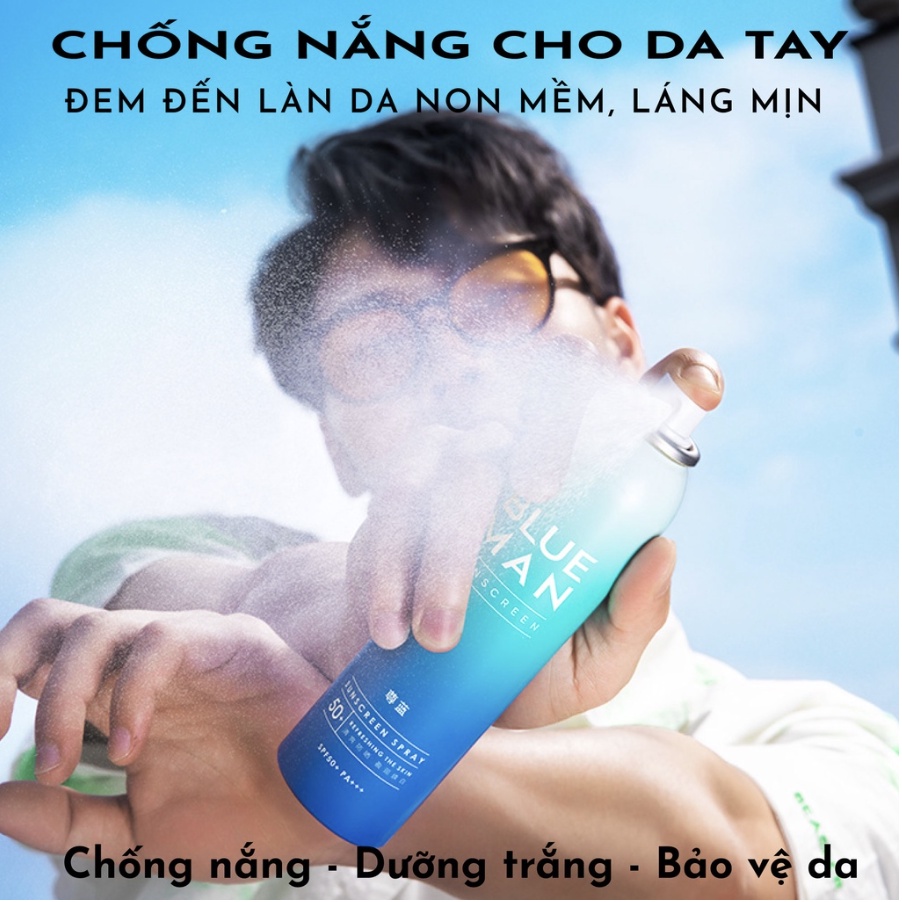 Xịt Chống Nắng Nam BLUEMAN Nâng Tone Da SPF 50+ Không Cồn & Kiềm Dầu 99ml