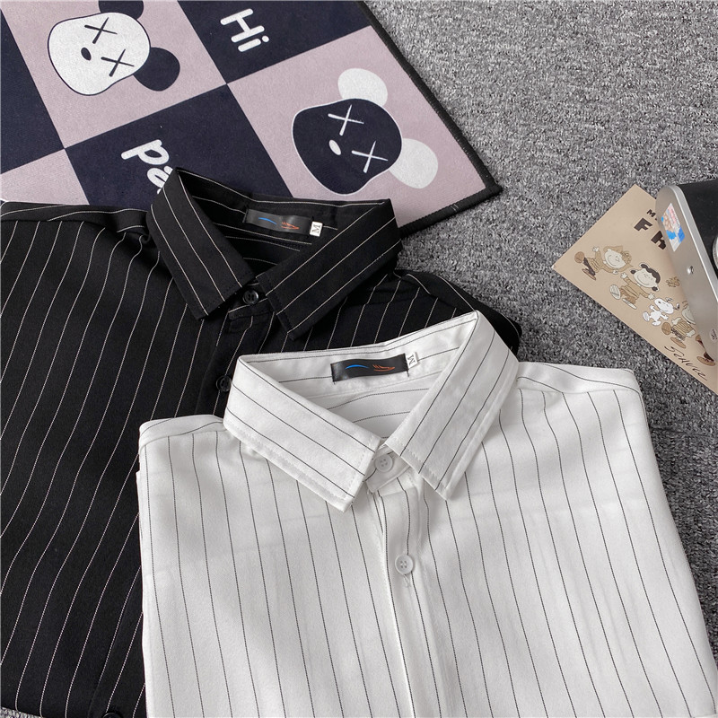 Áo sơ mi tay ngắn dáng rộng họa tiết kẻ sọc thời trang mùa hè cho unisex size M-3XL