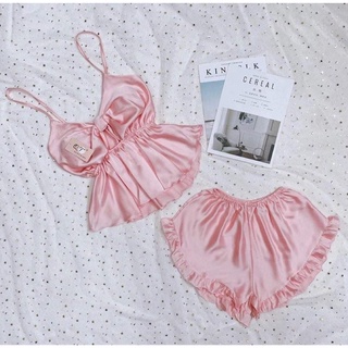 Set Lụa Ngủ cột nơ có mút ngực