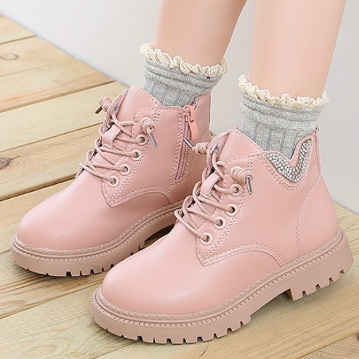 giày boots cao cấp da mềm, đế êm cho bé gái  B035